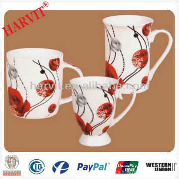 Taza de café de cerámica impresa flor